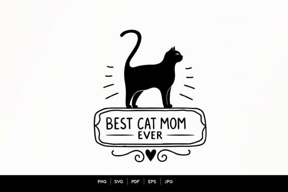 Best Cat Mom Ever Minimal Line Art Desig