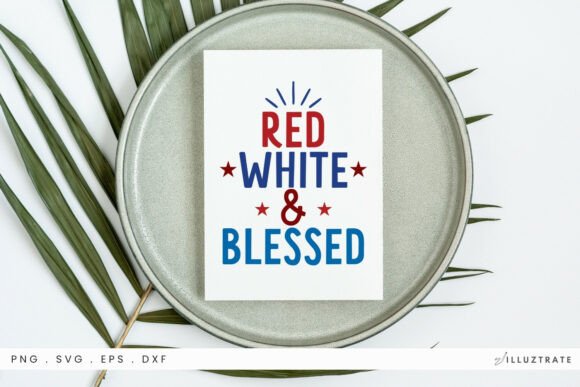 Red White Blessed SVG Clipart